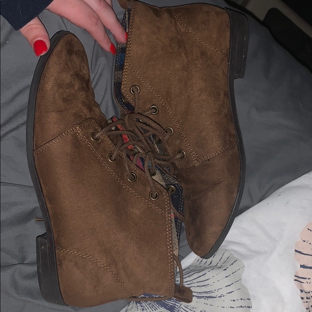 Brown suede booties